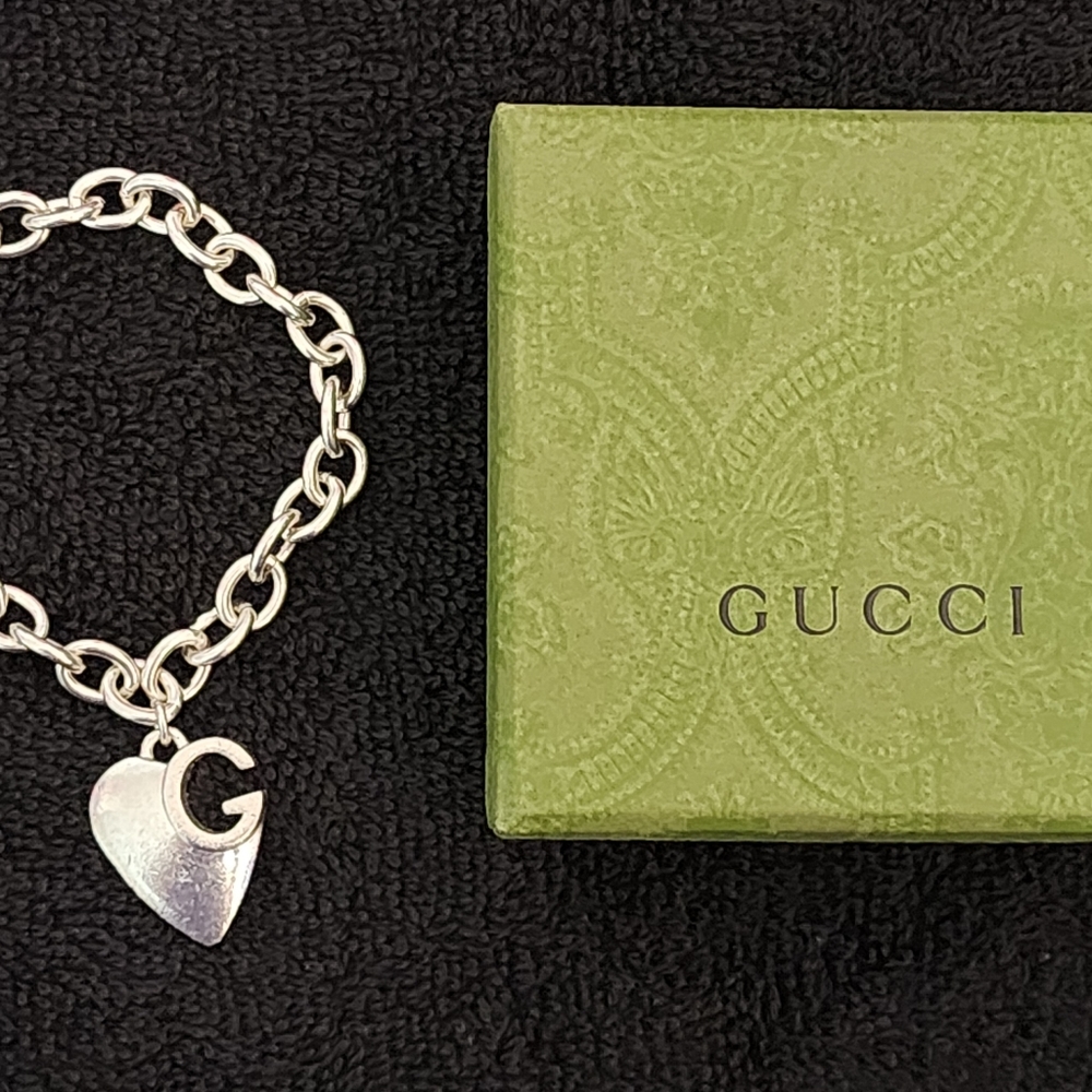 GUCCI Sterling Silver Heart Bracelet